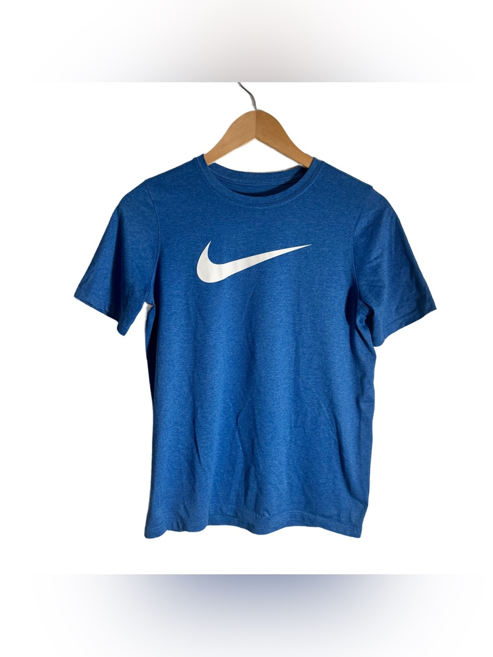 Nike Youth T-Shirt Size XL Swoosh Logo Just Do It Blue Crewneck Tee Athletic - Picture 2 of 5